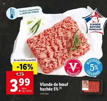 Lidl Viande de bœuf hachée 5% offre