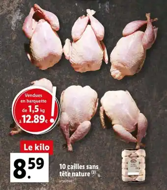 Lidl 10 cailles sans tête nature offre