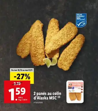 Lidl 2 panés au colin d'alaska MSC offre