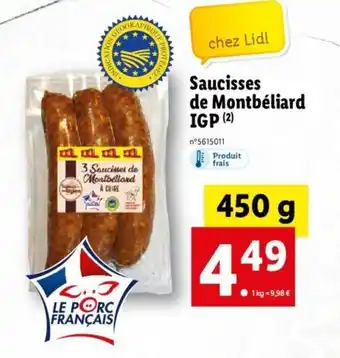 Lidl Saucisses de montbéliard IGP offre