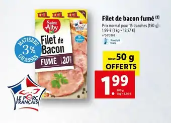 Lidl Filet de bacon fumé offre