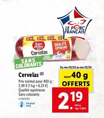 Lidl Cervelas offre
