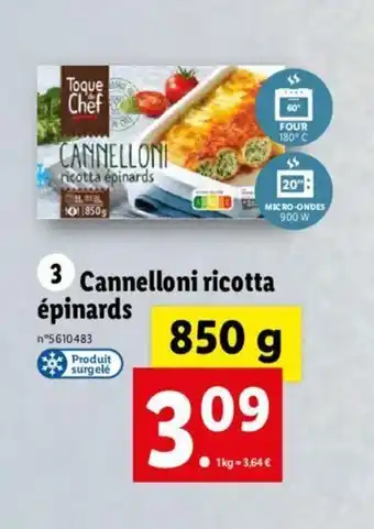 Lidl Cannelloni ricotta épinards offre