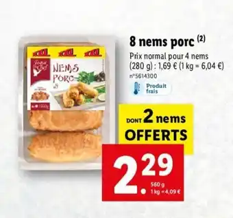 Lidl 8 nems porc offre