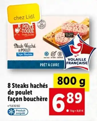 Lidl 8 steaks hachés de poulet façon bouchère offre