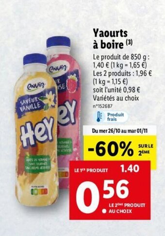 Lidl Yaourts à boire offre