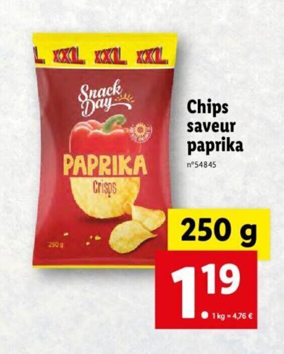 Promo Chips saveur paprika chez Lidl
