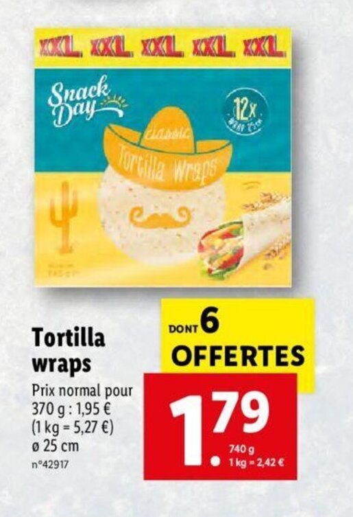 Promo Tortilla wraps chez Lidl