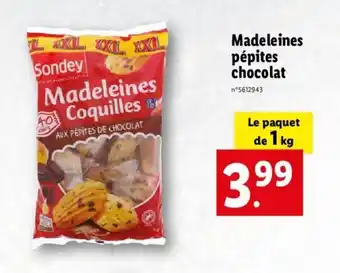 Lidl Madeleines pépites chocolat offre