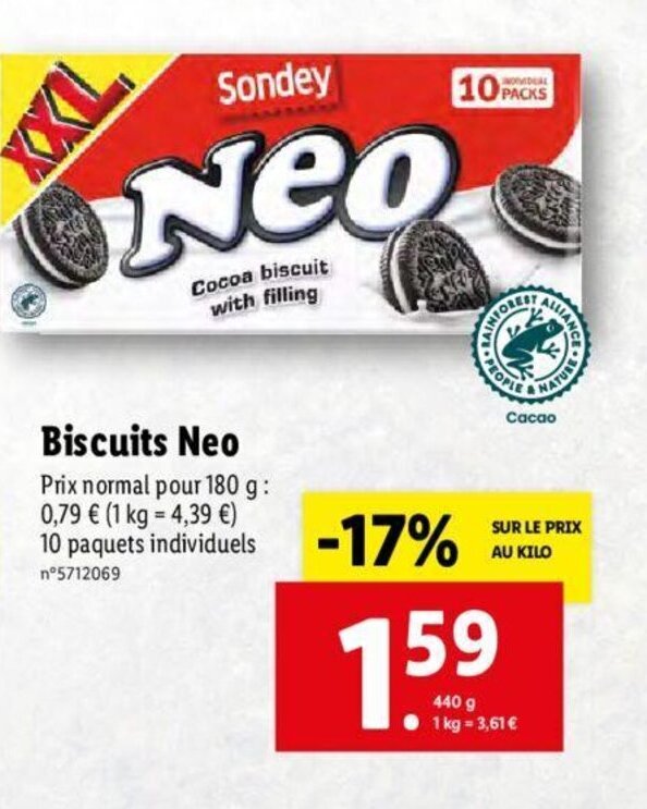 Promo Biscuits NEO chez Lidl