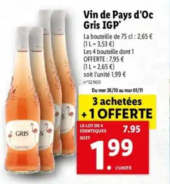 Lidl Vin de pays d'oc gris IGP offre