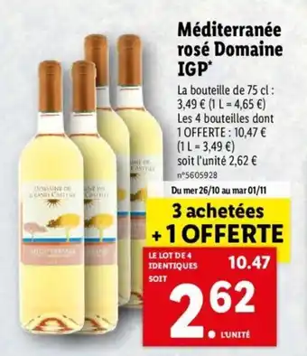 Lidl Méditerranée rosé domaine IGP offre