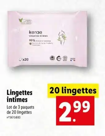 Lidl Lingettes intimes offre