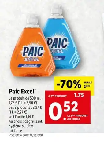 Lidl PAIC excel offre