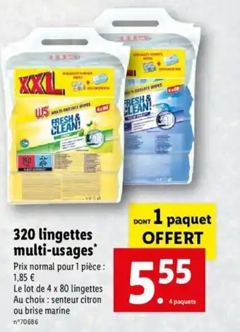 Lidl 320 lingettes multi-usages offre