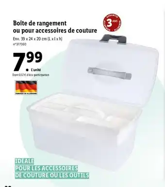 Lidl Boîte de rangement ou pour accessoires de couture offre
