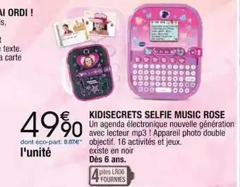 Cora x Carrefour Kidisecrets selfie music rose offre