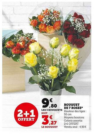Super U Bouquet de 7 roses offre