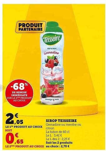 Super U Sirop teisseire offre