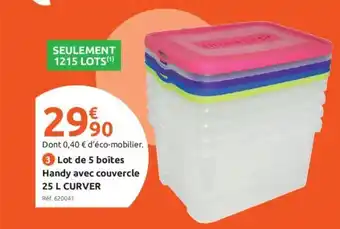 Mr Bricolage Lot de 5 Boîtes Handy Avec Couvercle 25 L Curver offre