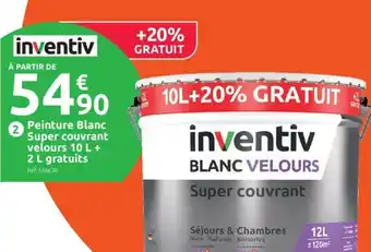 Peinture Blanc Super Couvrant VElours 10 L + 2L Gratuits