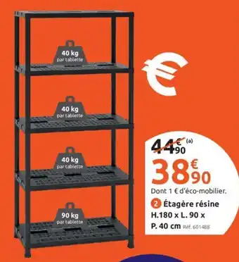 Mr Bricolage Étagère Résine H. 180 x L. 90 x p. 40cm offre