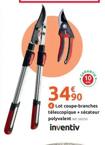 Mr Bricolage Lot Coupe-Branches Télescopique + Sécateur Polyvalent offre