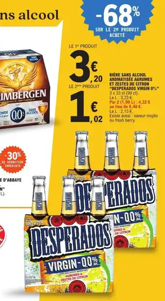 E.Leclerc Bière Sans Alcool Aromatisee Agrumes Et Zestes de Citron Desperados Virgin 0% offre