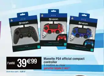 Cora x Carrefour Manette PS4 Official Compact Controller offre
