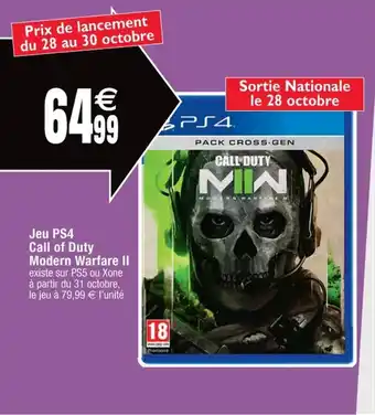 Cora x Carrefour Jeu PS4 call Of Duty Modern Warfare II offre