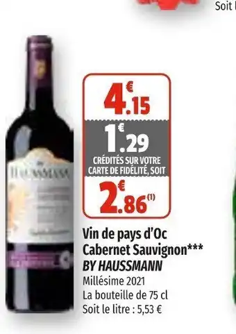 Coccimarket Vin de Pays d'Oc Cabernet Sauvignon By Haussmann offre