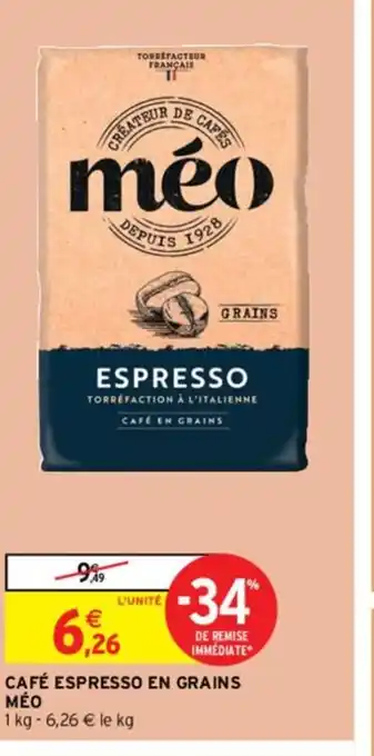Intermarché Café Espresso En Grains Méo offre