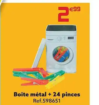 Gifi Boîte métal + 24 pinces offre