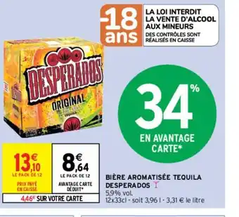 Intermarché Biere Aromatisée Tequila Desperados offre