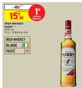 Intermarché Irish Whiskey Paddy offre