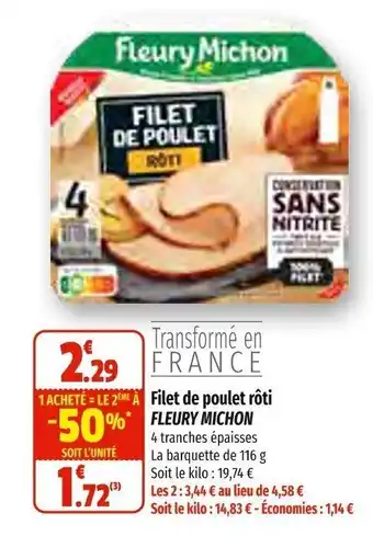 Coccinelle Express Filet de Poulet Roti Fleury Michon offre