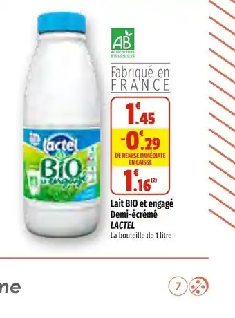 Coccinelle Express Lait Bio Et Engagé Demi-écremé Lactel offre