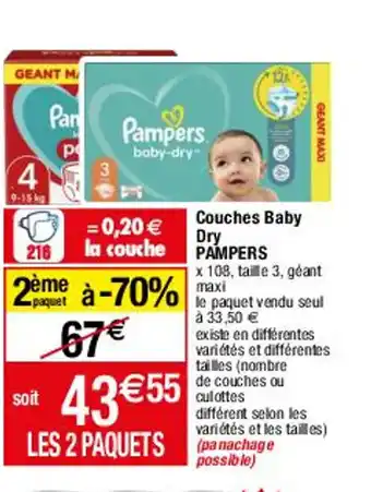 Migros Couches Baby Dry Pampers offre