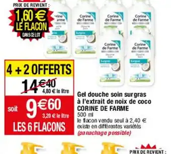 Migros Gel Douche Soin Surgras a l'Extrait de Noix de coco Corine de Farme offre