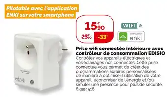 Weldom Edisio prise wificonnectée intérieure avec contrôleur de consommation offre
