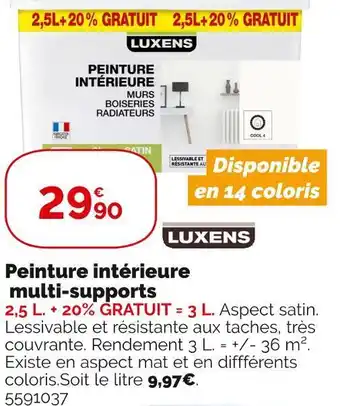 Weldom Luxens peinture intérieure multi-supports offre