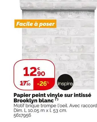 Weldom Inspire papier peint vinyle sur intissé brooklyn blanc offre