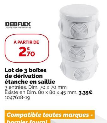 Weldom Debflex lot de 3 boîtes de dérivation étanche en saillie offre