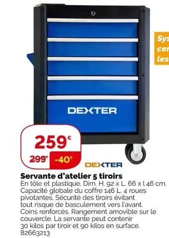 Weldom Dexter servante d’atelier 5 tiroirs offre