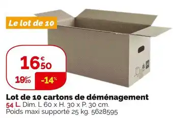 Weldom Lot de 10 cartons de déménagement offre