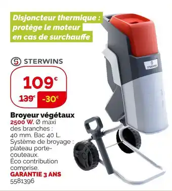 Weldom Sterwins broyeur végétaux offre