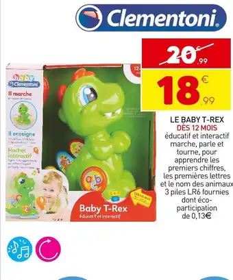 Stokomani Clementoni le baby t-rex offre