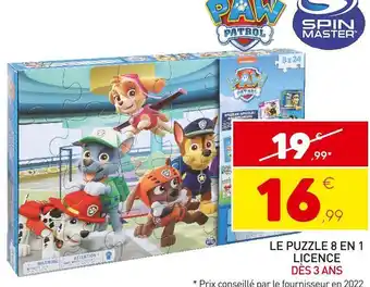 Stokomani Paw patrol / spin master le puzzle 8 en 1 licence offre