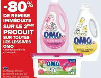 Carrefour Omo -80% de remise immédiate sur le 2ème produit sur toutes les lessives omo offre