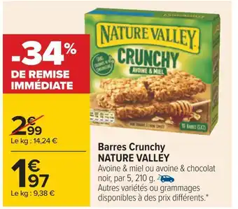 Carrefour Nature valley barres crunchy offre